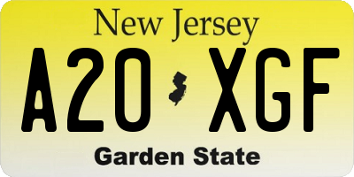 NJ license plate A20XGF