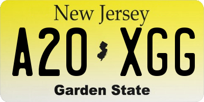 NJ license plate A20XGG