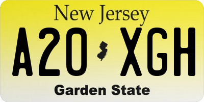 NJ license plate A20XGH