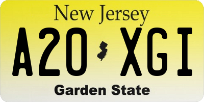 NJ license plate A20XGI