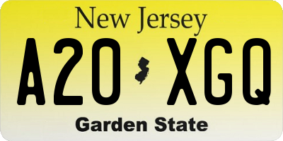 NJ license plate A20XGQ
