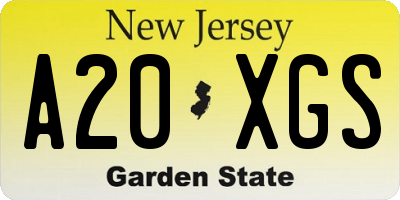 NJ license plate A20XGS