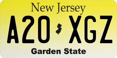 NJ license plate A20XGZ