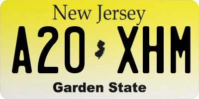 NJ license plate A20XHM