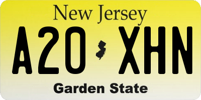 NJ license plate A20XHN