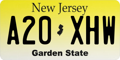 NJ license plate A20XHW