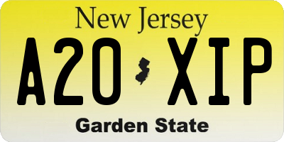 NJ license plate A20XIP