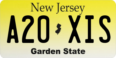 NJ license plate A20XIS