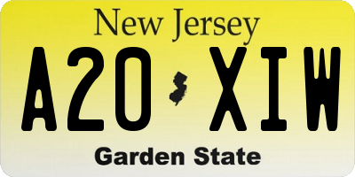 NJ license plate A20XIW