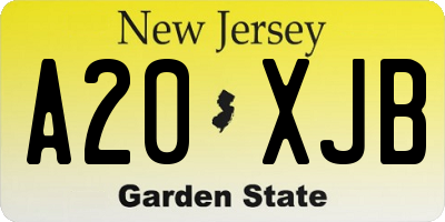 NJ license plate A20XJB