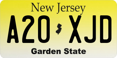 NJ license plate A20XJD