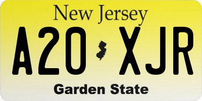 NJ license plate A20XJR