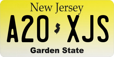 NJ license plate A20XJS