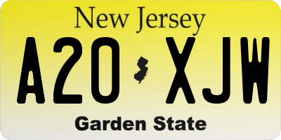 NJ license plate A20XJW