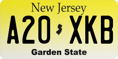 NJ license plate A20XKB