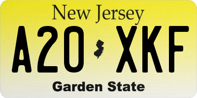 NJ license plate A20XKF
