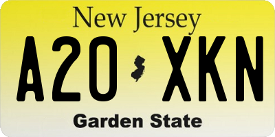 NJ license plate A20XKN