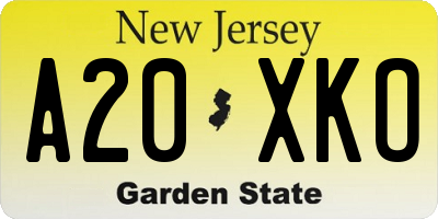 NJ license plate A20XKO