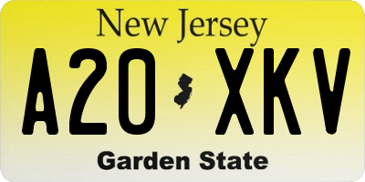 NJ license plate A20XKV