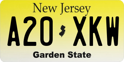 NJ license plate A20XKW