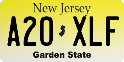 NJ license plate A20XLF