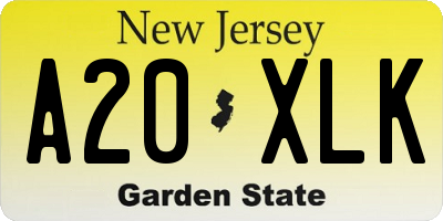 NJ license plate A20XLK
