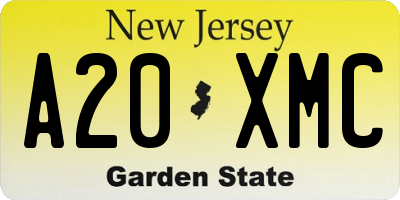 NJ license plate A20XMC