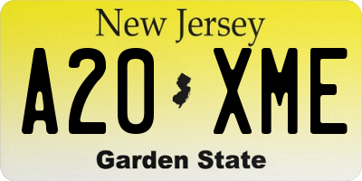 NJ license plate A20XME