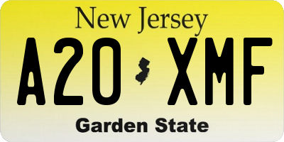 NJ license plate A20XMF