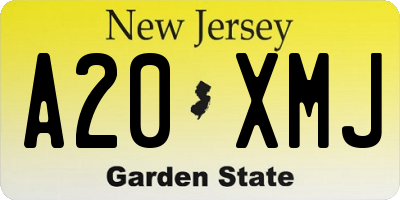NJ license plate A20XMJ