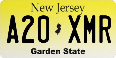 NJ license plate A20XMR