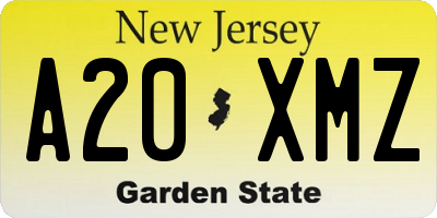 NJ license plate A20XMZ