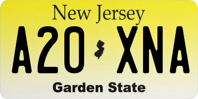 NJ license plate A20XNA
