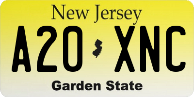 NJ license plate A20XNC