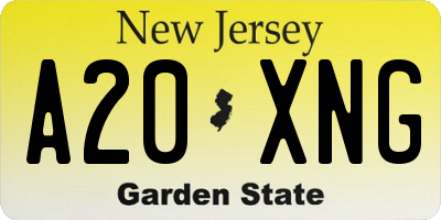 NJ license plate A20XNG