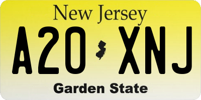 NJ license plate A20XNJ