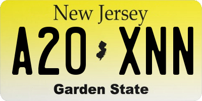 NJ license plate A20XNN