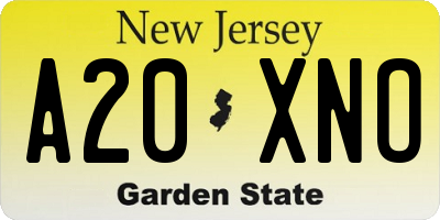 NJ license plate A20XNO