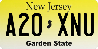 NJ license plate A20XNU