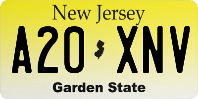 NJ license plate A20XNV