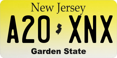NJ license plate A20XNX