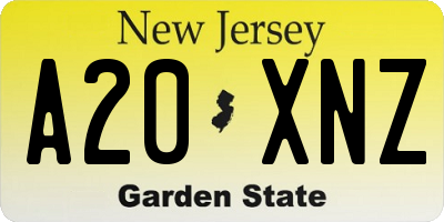 NJ license plate A20XNZ