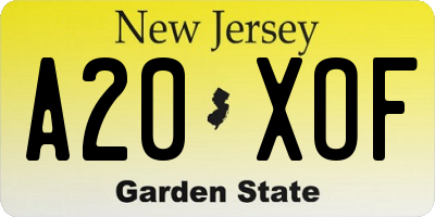 NJ license plate A20XOF