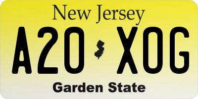 NJ license plate A20XOG