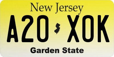 NJ license plate A20XOK