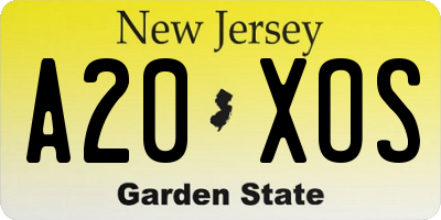 NJ license plate A20XOS