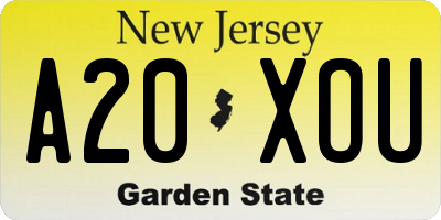 NJ license plate A20XOU