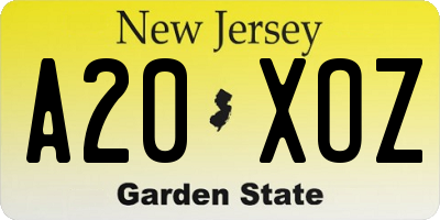 NJ license plate A20XOZ