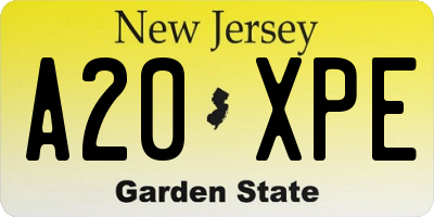NJ license plate A20XPE