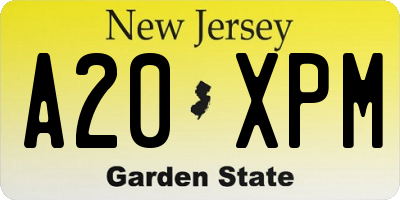 NJ license plate A20XPM